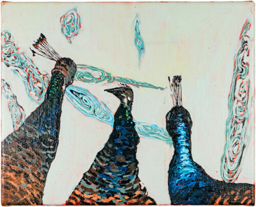 Vinst nr 8, Joseph Davey, Påfågel, olja. Foto. Per Björkdahl